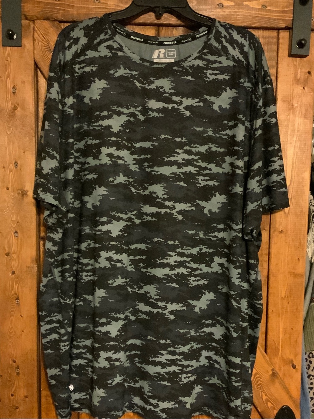 Russell Athletic Black and Gray Camo Short Sleeve Tee